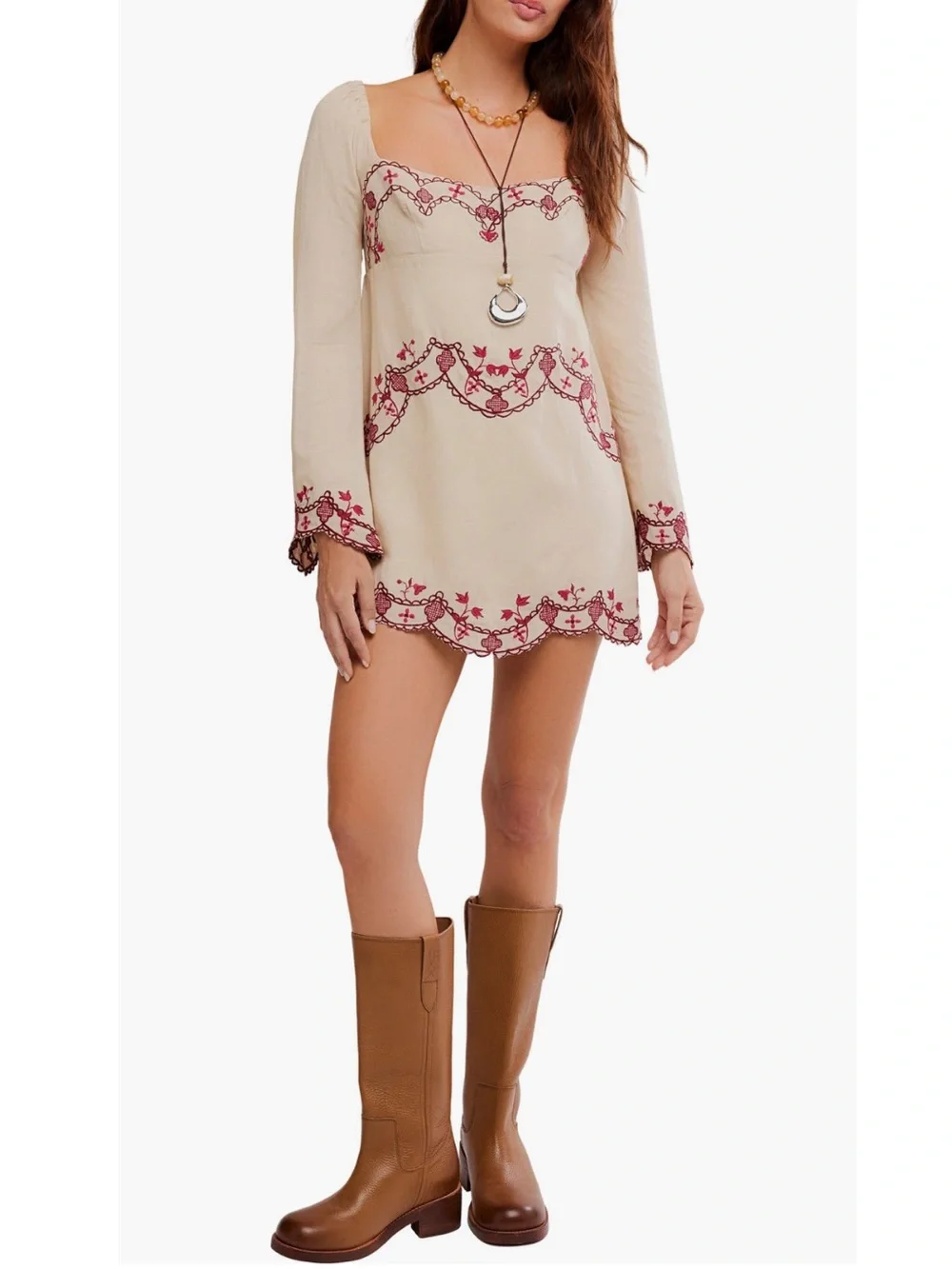 Free People Bali Marlene Floral Embroidered Mini Dress New!